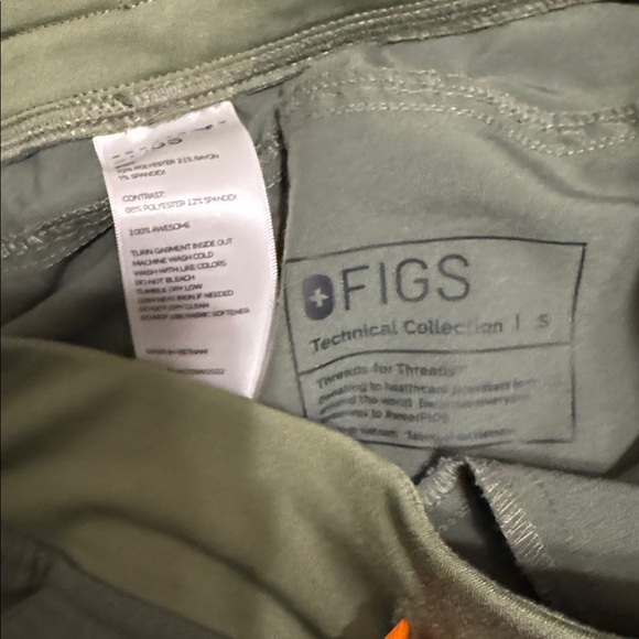 Figs Olive Kade scrub pant  with Orange Drawstring - Picture 2 of 2